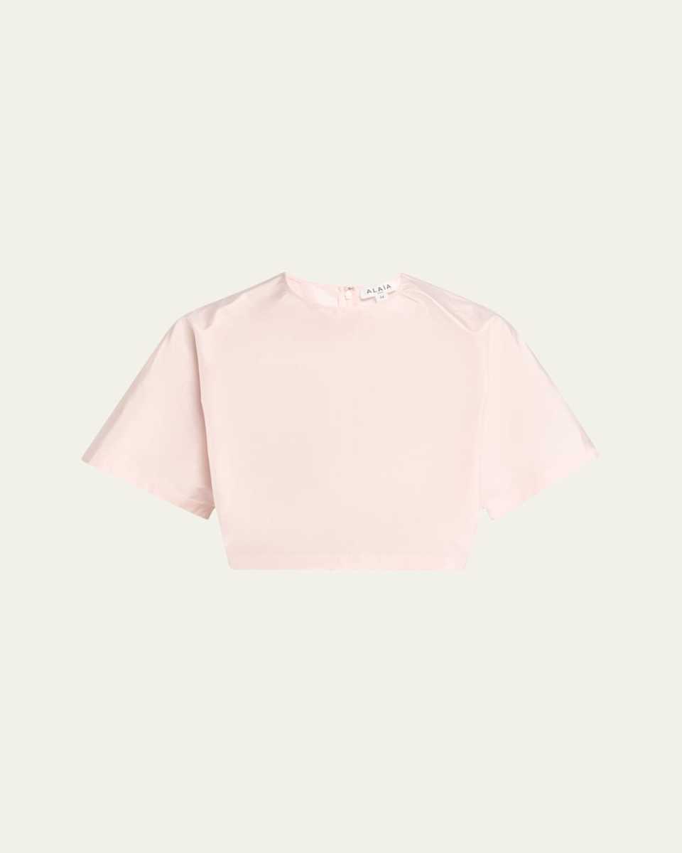 Cropped Silk Taffeta T-Shirt